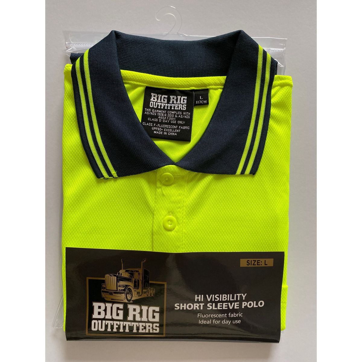 Big Rig Outfitters Men's Short Sleeve Hi Vis polo Yellow L - 61000444 Workwear