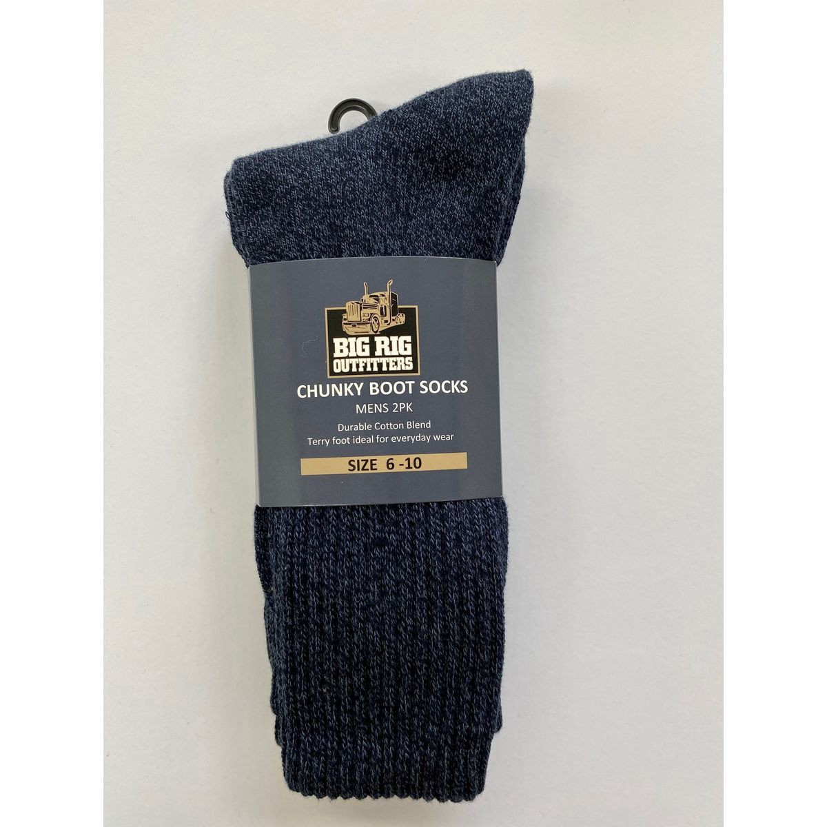 Big Rig Outfitters Chunky Boot Navy Socks Size 6-10 2pk - 61000604 Home Fixture