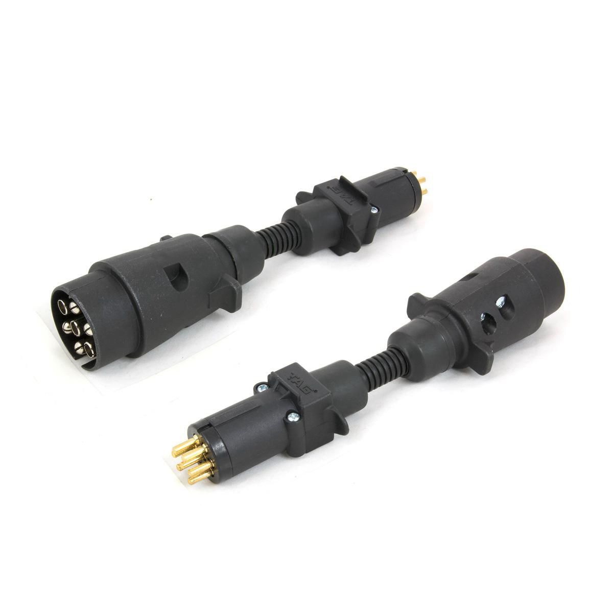 TAG Trailer Adapter 7 Pin Large Round Plug to 7 Pin Small Round Socket - UNTA012