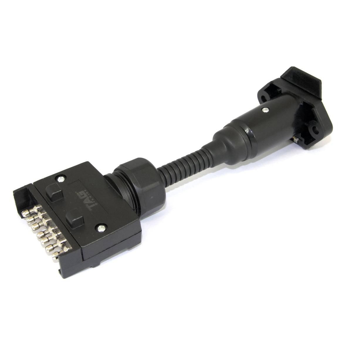 TAG Trailer Adapter 7 Pin Flat Plugto 7 Pin Small Round Socket - UNTA006 Auto