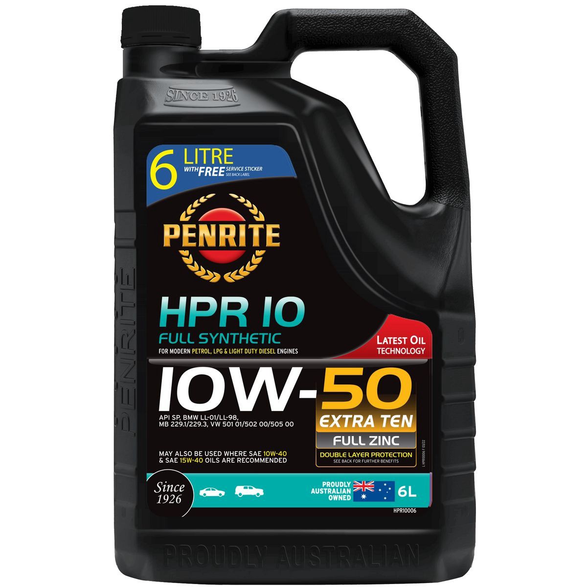 Penrite HPR 10 Full Synthetic 10W-50 Engine Oil 6L - HPR10006 Car Service