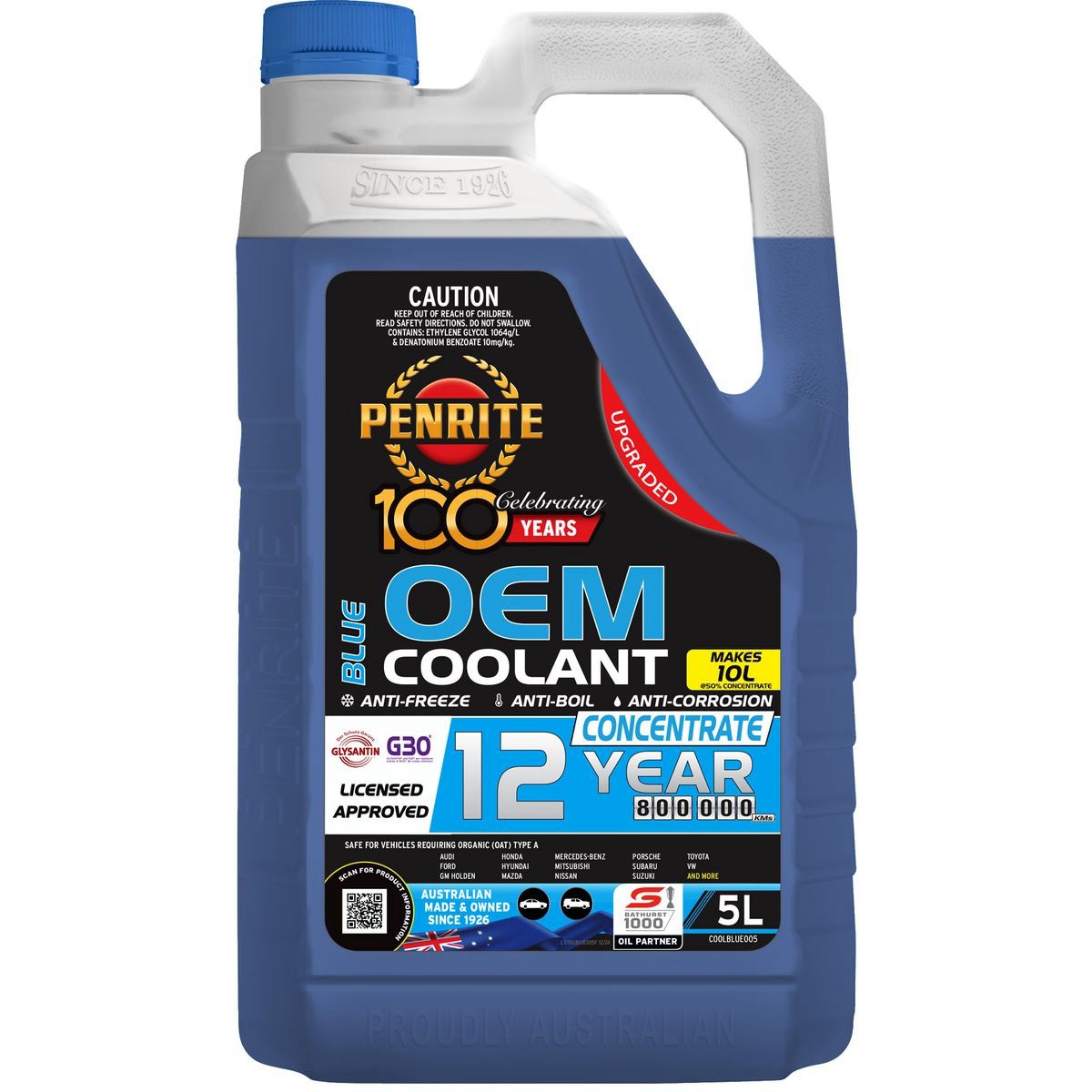 Penrite Blue Coolant Concentrate 5L - COOLBLUE005 Car Service Workshop Tool