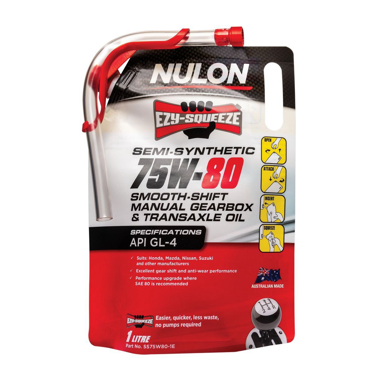 Nulon 75W-80 Gearbox and Transaxle Oil 1L - SS75W80-1E Car Service Workshop Tool