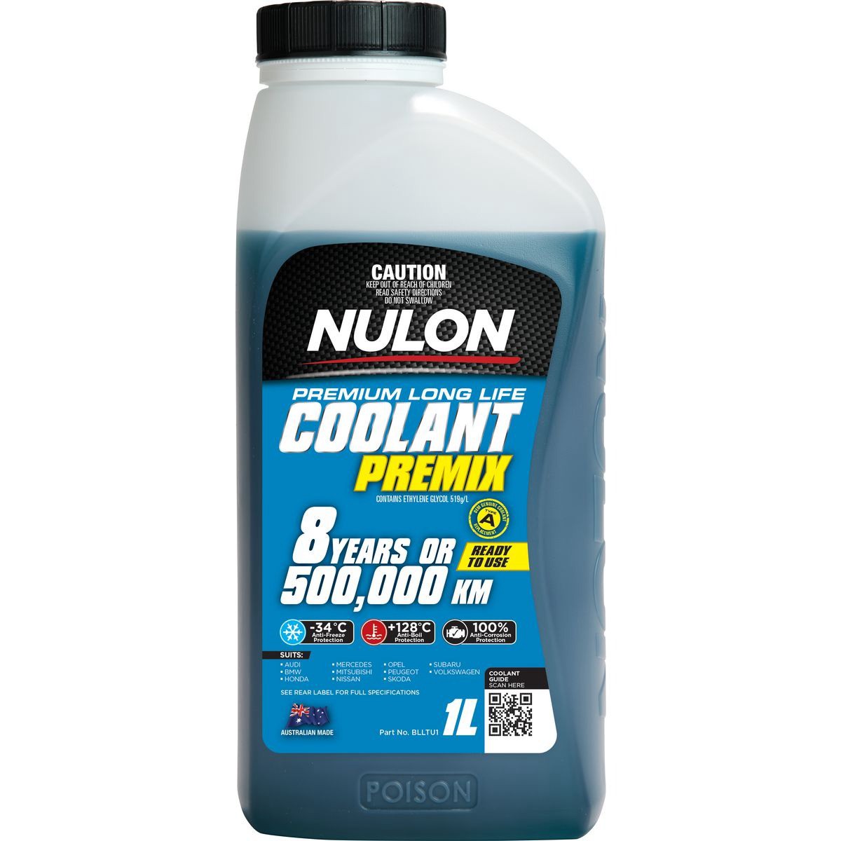 Nulon Premium Long Life Blue Coolant Premix 1L - BLLTU1 Car Service