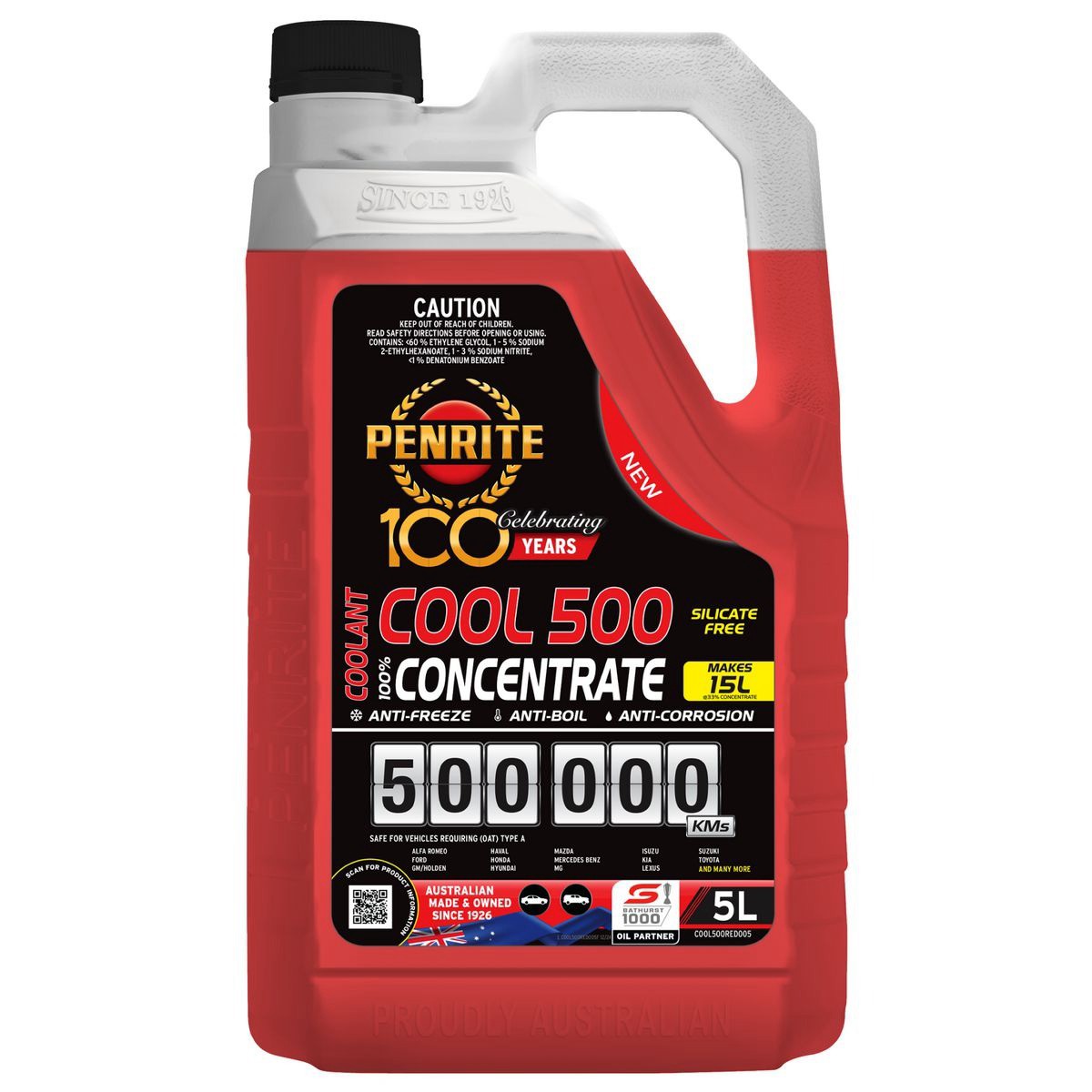 Penrite Red 500,000 KM Coolant Con 5L - COOL500RED005 Car Service Workshop Tool