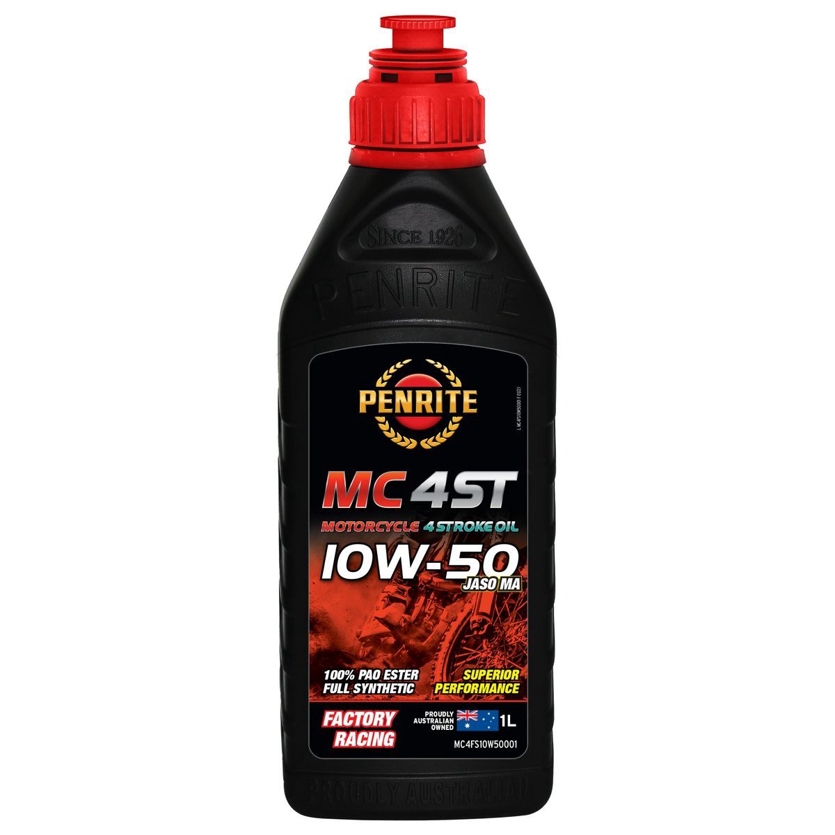 Penrite MC-4ST Full Synthetic PAO & Ester 10W-50 Engine Oil 1L - MC4FS10W50001