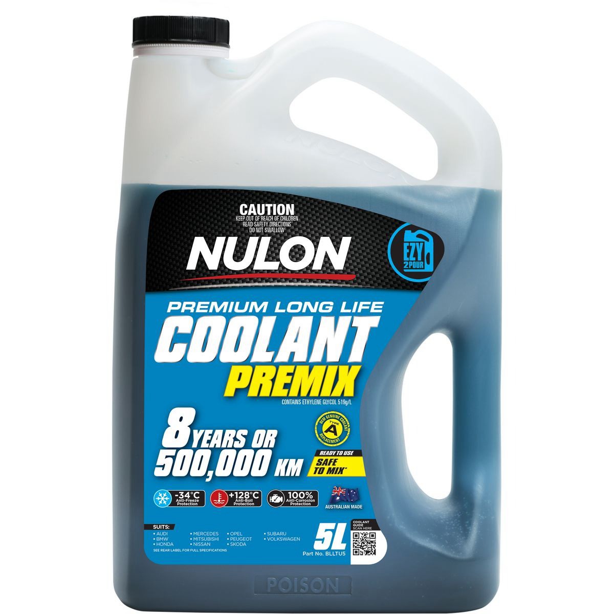 Nulon Premium Long Life Blue Coolant Premix 5L - BLLTU5 Car Service