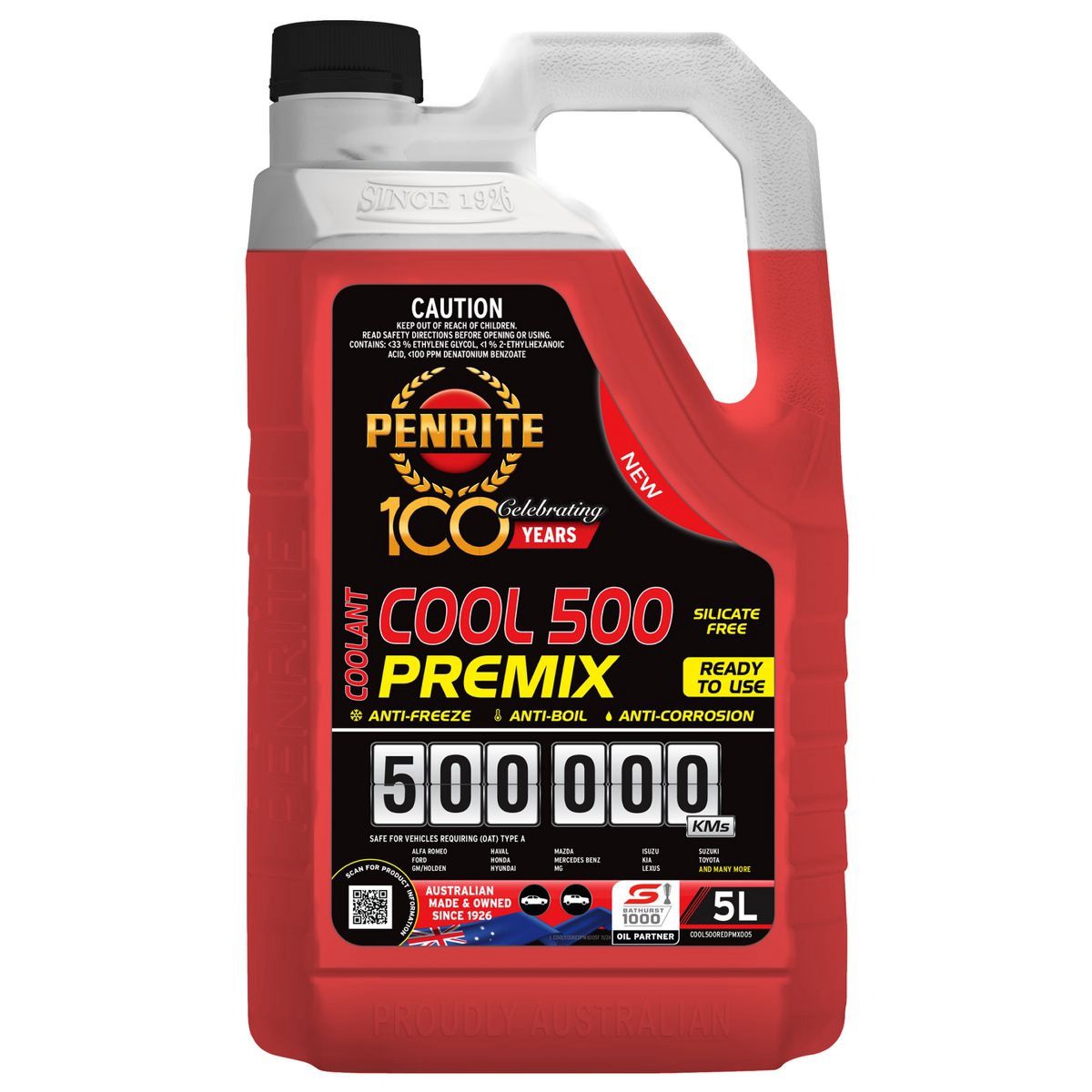 Penrite Red 500,000 KM Coolant Premix 5L - COOL500REDPMX005 Car Service
