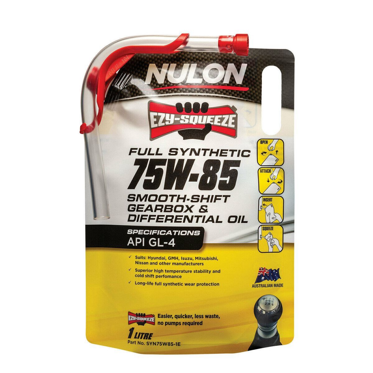 Nulon Full Synthetic 75W-85 Smooth Shift Gearbox And Differential Oil 1L - SYN75