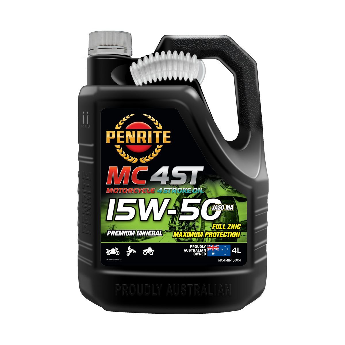 Penrite Premium Mineral 4 Stroke 15W-50 Motorcycle Oil 4L - MC4MIN15004 Auto