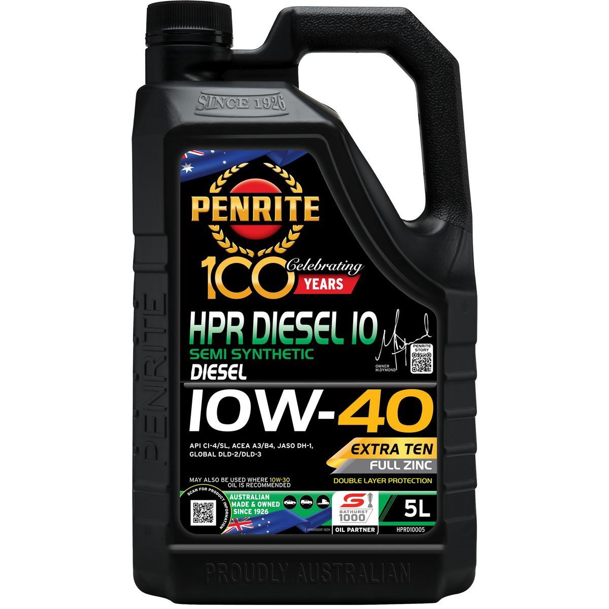 Penrite HPR Diesel 10 Semi Synthetic 10W-40 Engine Oil 5L - HPRD10005 Auto