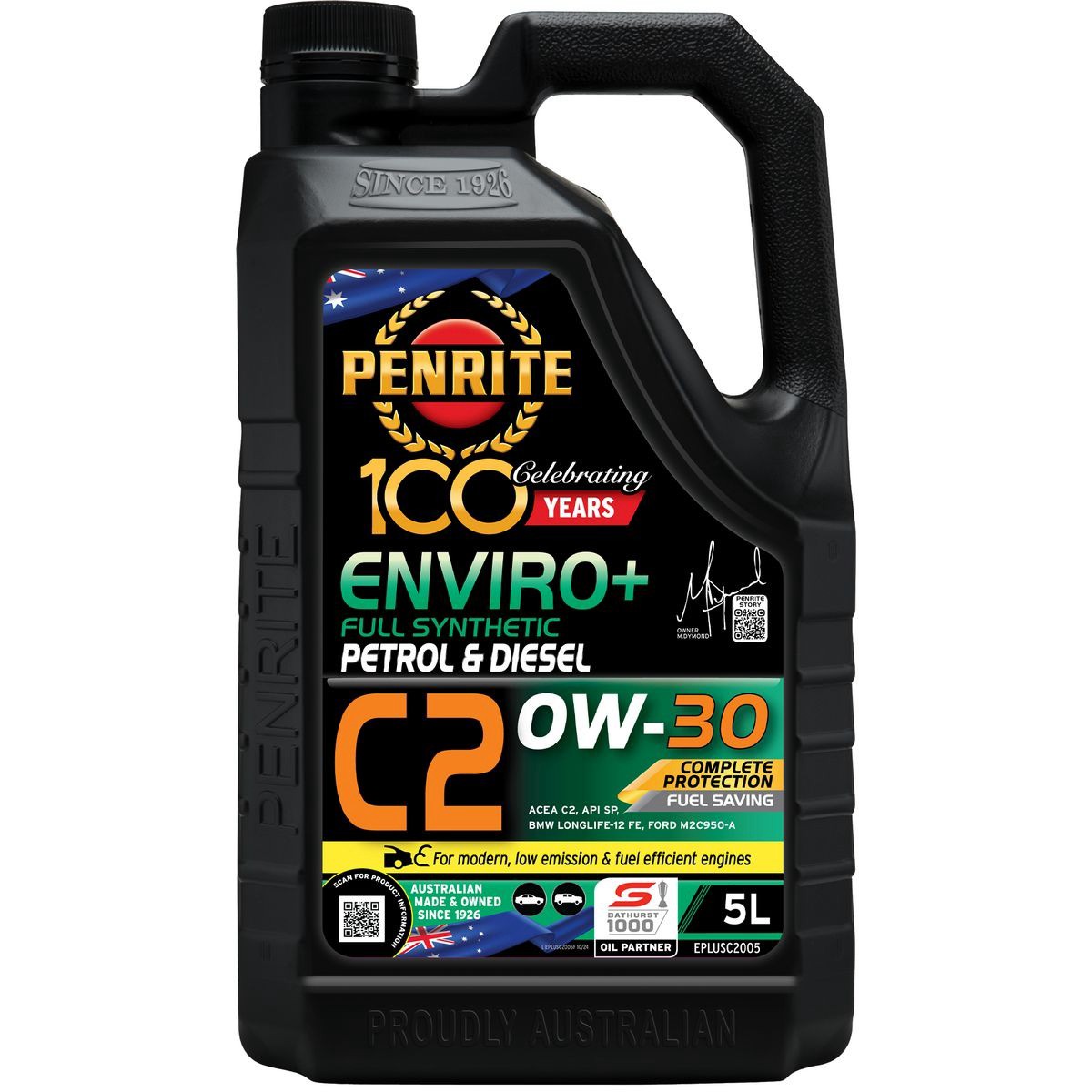 Penrite Enviro+ C2 0W-30 Engine Oil 5L - EPLUSC2005 Car Service Workshop Tool