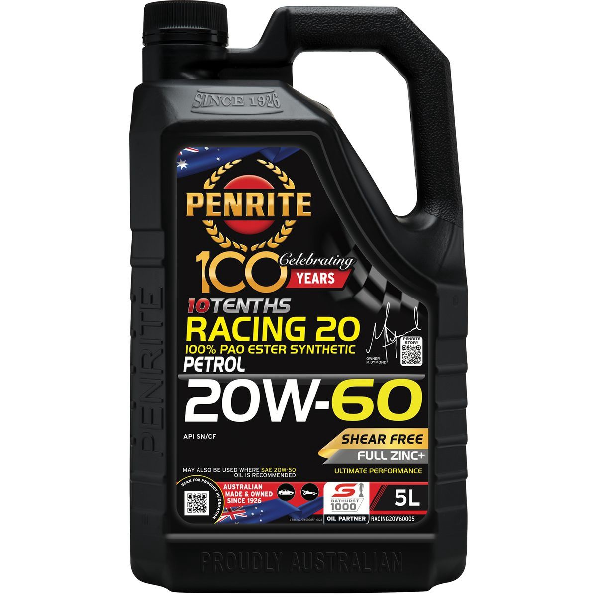 Penrite 10 Tenths Racing 20W-60 Engine Oil 5L - RACING20W60005 Car Service