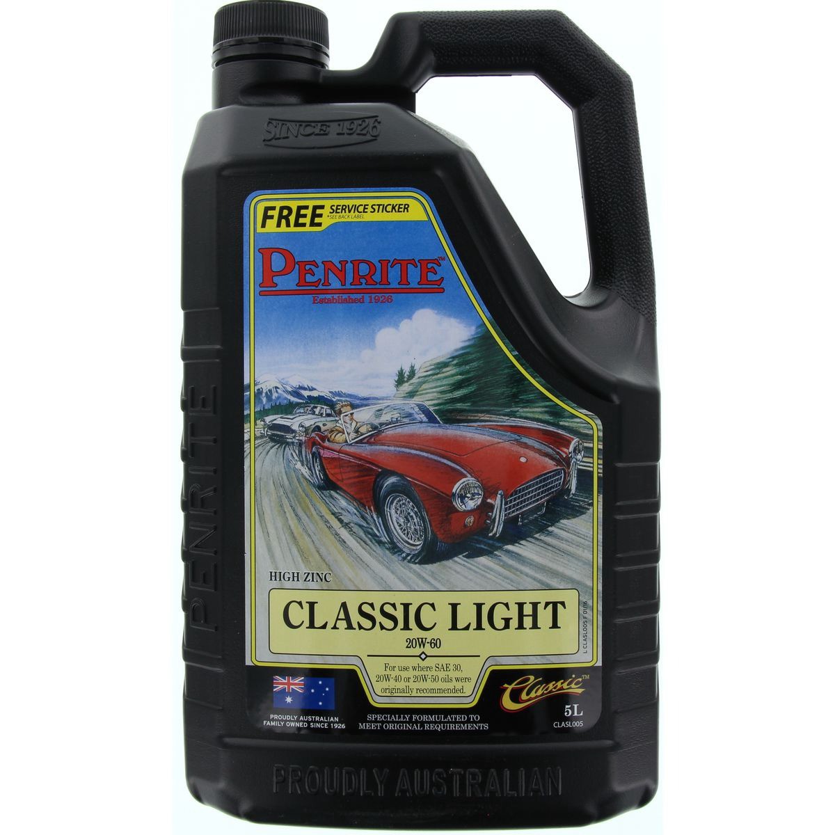 Penrite Classic Light 20W-60 Engine Oil 5L - CLASL005 Car Service Workshop Tool