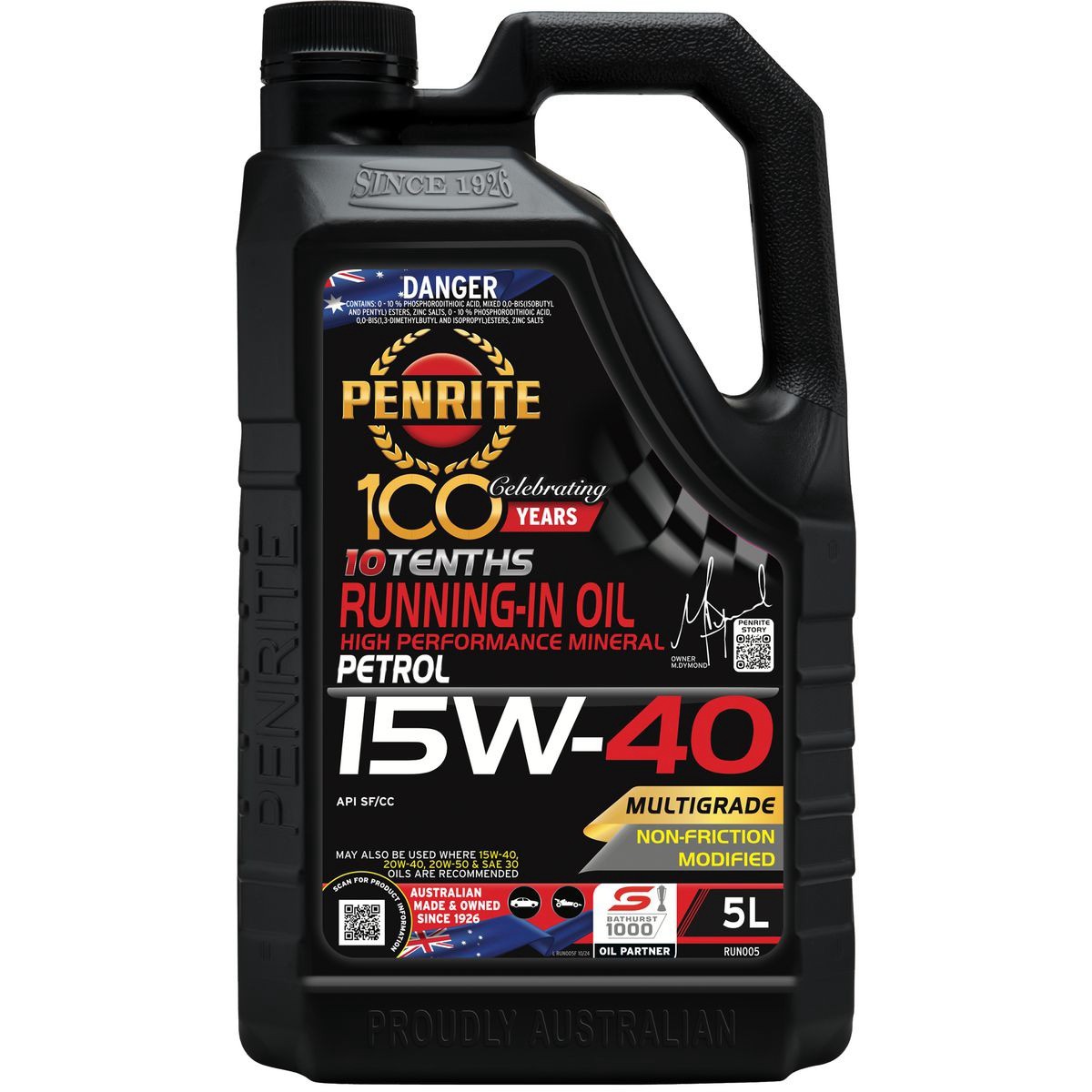 Penrite Running in Oil 15W-40 Engine Oil 5L - RUN005 Car Service Workshop Tool