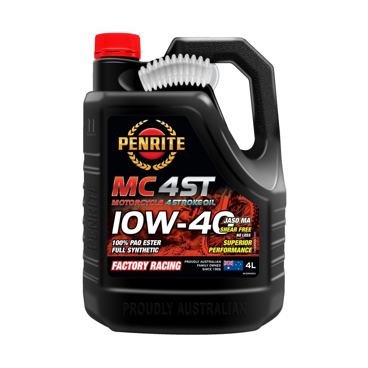 Penrite MC-4 ST 10W-40 PAO/Ester Motorcycle Engine Oil 4L - MC410W40004 Auto