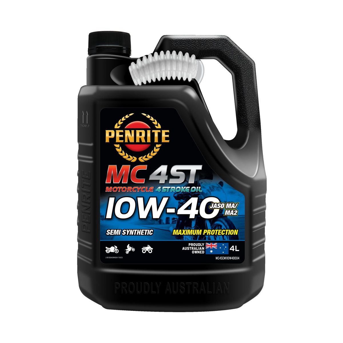 Penrite 4 Stroke 10W-40 Motorcycle Oil 4L - MC4SEMI10W40004 Car Service