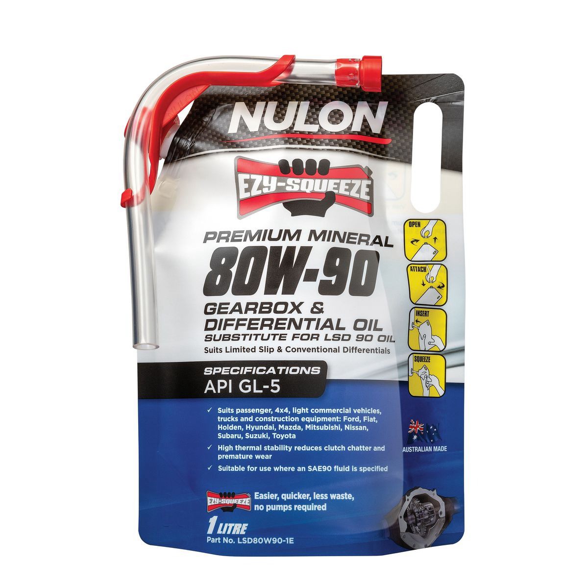 Nulon Limited Slip 80W-90 Differential Oil 1L - LSD80W90-1E Car Service
