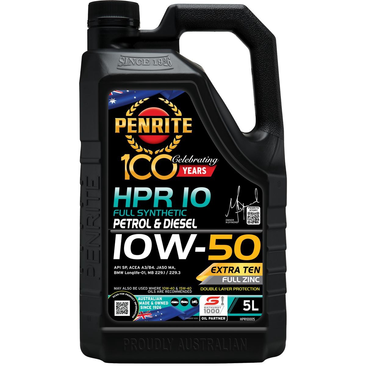 Penrite HPR 10 Full Synthetic 10W-50 Engine Oil 5L - HPR10005 Car Service