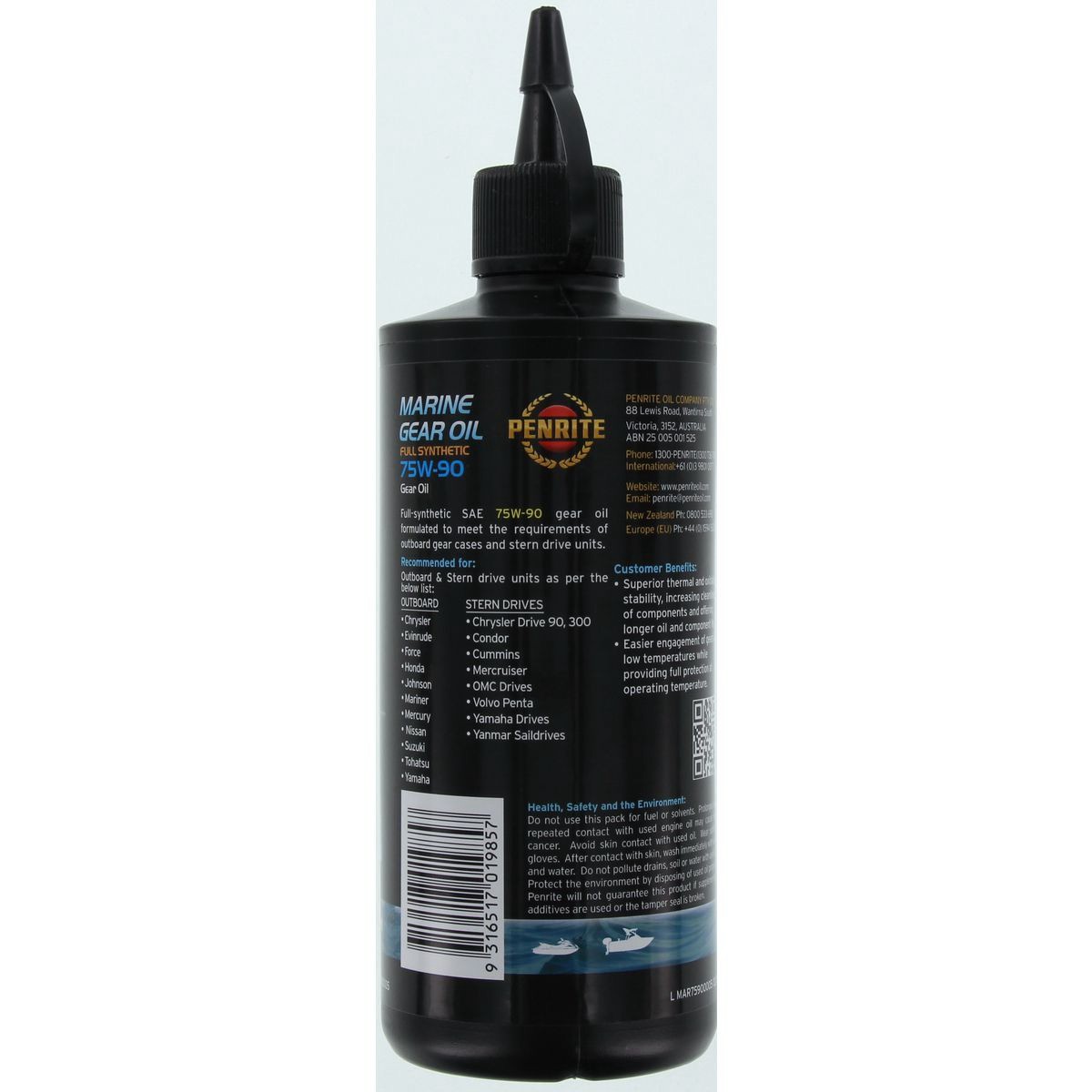 Penrite Marine Gear Oil 75W-90 500mL - MAR75900005 Car Service Workshop Tool