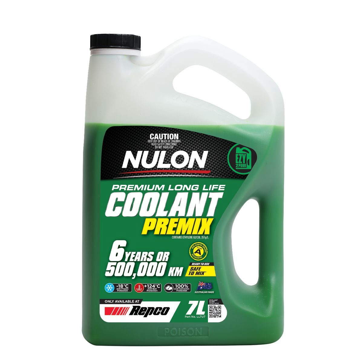 Nulon Long Life Green Coolant Premix 7L - LLTU7 Car Service Workshop Tool