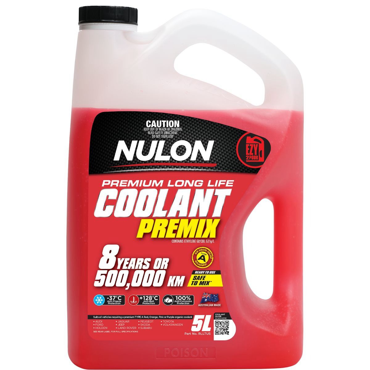 Nulon Long Life Red Coolant Premix 5L - RLLTU5 Car Service Workshop Tool