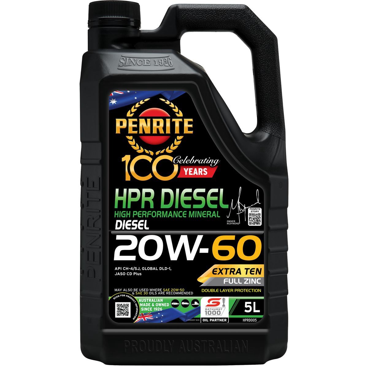 Penrite HPR Diesel 20W-60 Engine Oil 5L - HPRD005 Car Service Workshop Tool