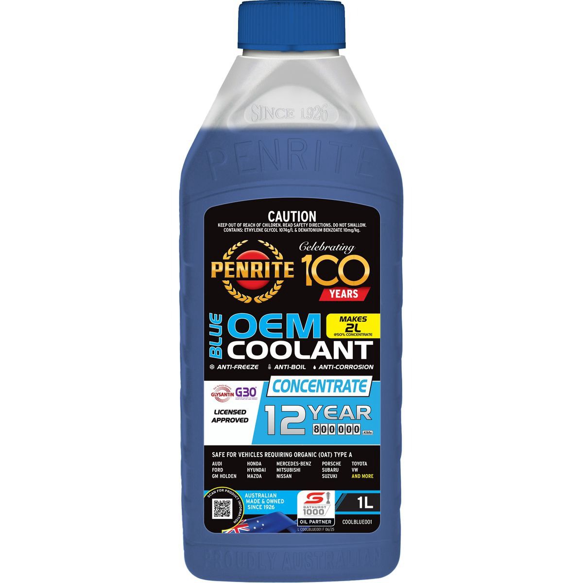 Penrite Blue Coolant Concentrate 1L - COOLBLUE001 Car Service Workshop Tool