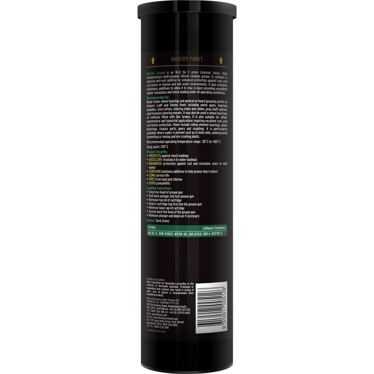 Penrite Marine Grease 450g Cartridge - MARGR00045 Car Service Workshop Tool