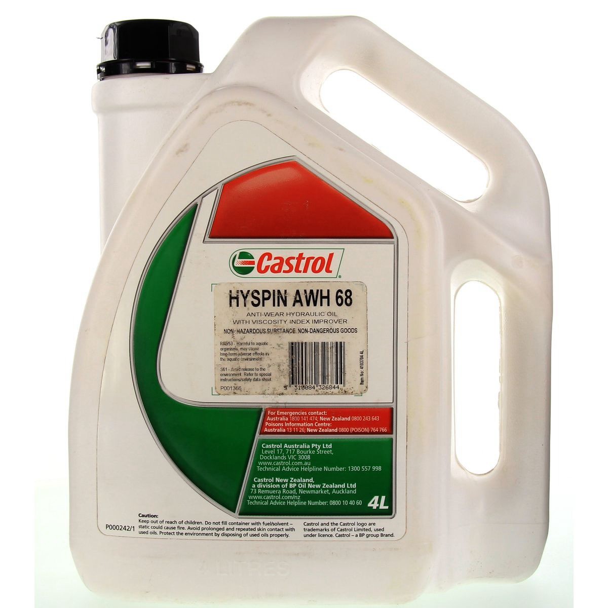 Castrol Hyspin AWH 68 Hydraulic Oil 4L - 4103704 Car Service Workshop Tool