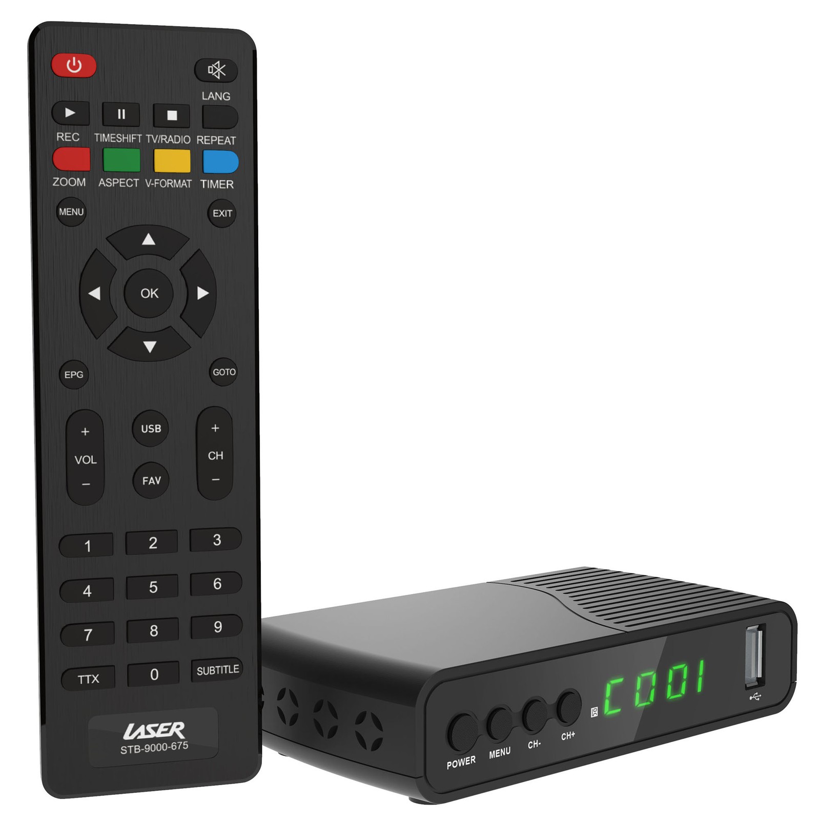 Laser Digital Set Top Box Full HD Media Player STB-9000-675 HDMI Remote