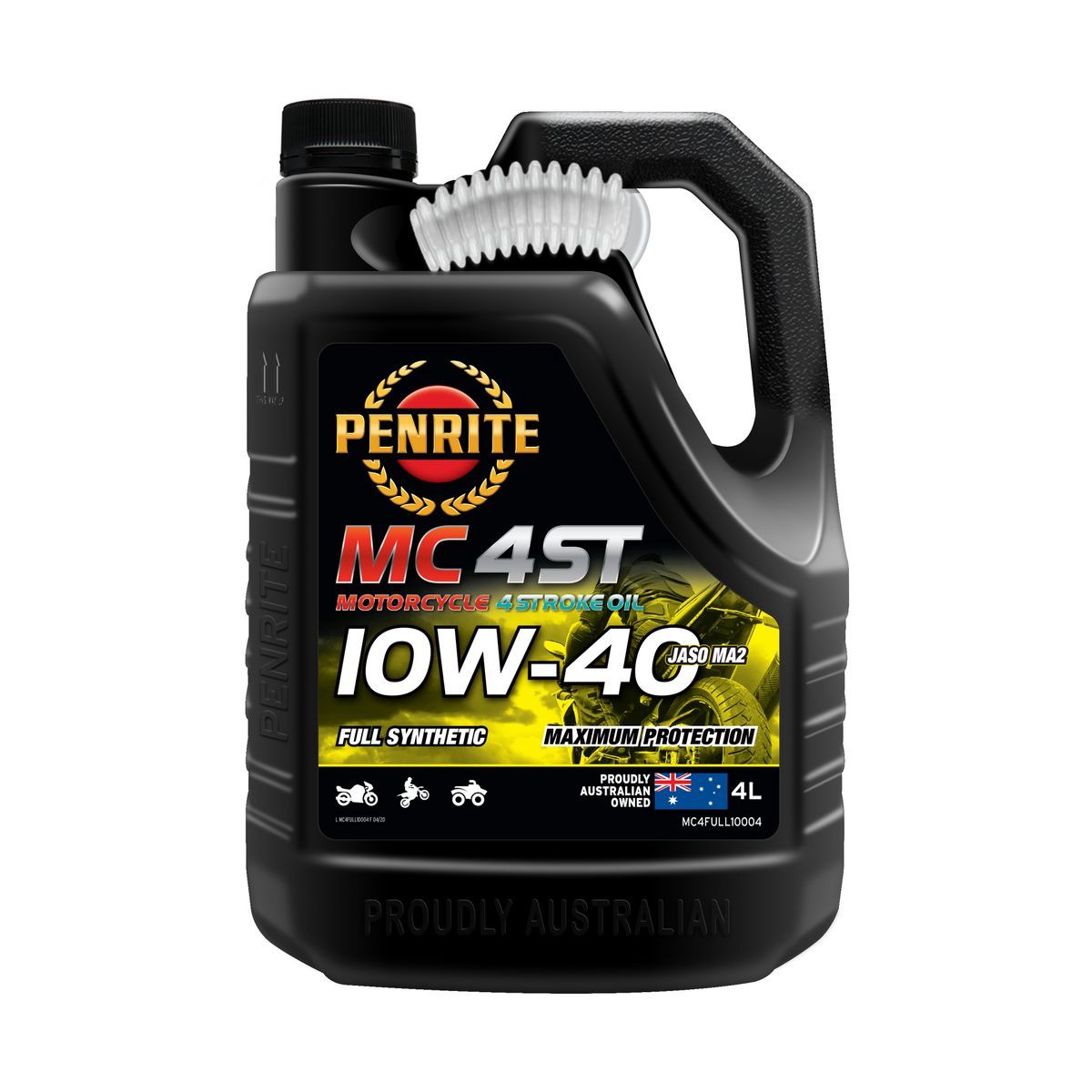 Penrite Full Synthetic 4 Stroke 10W-40 Motorcycle Oil 4L - MC4FULL10004 Auto