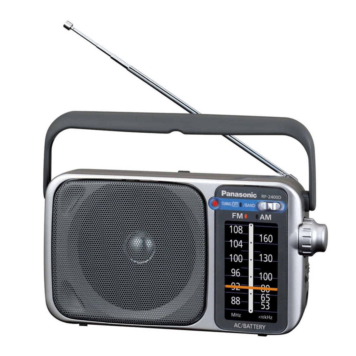 Panasonic Portable AM/FM Radio RF2400DGNS Silver Headphone Jack AC/DC
