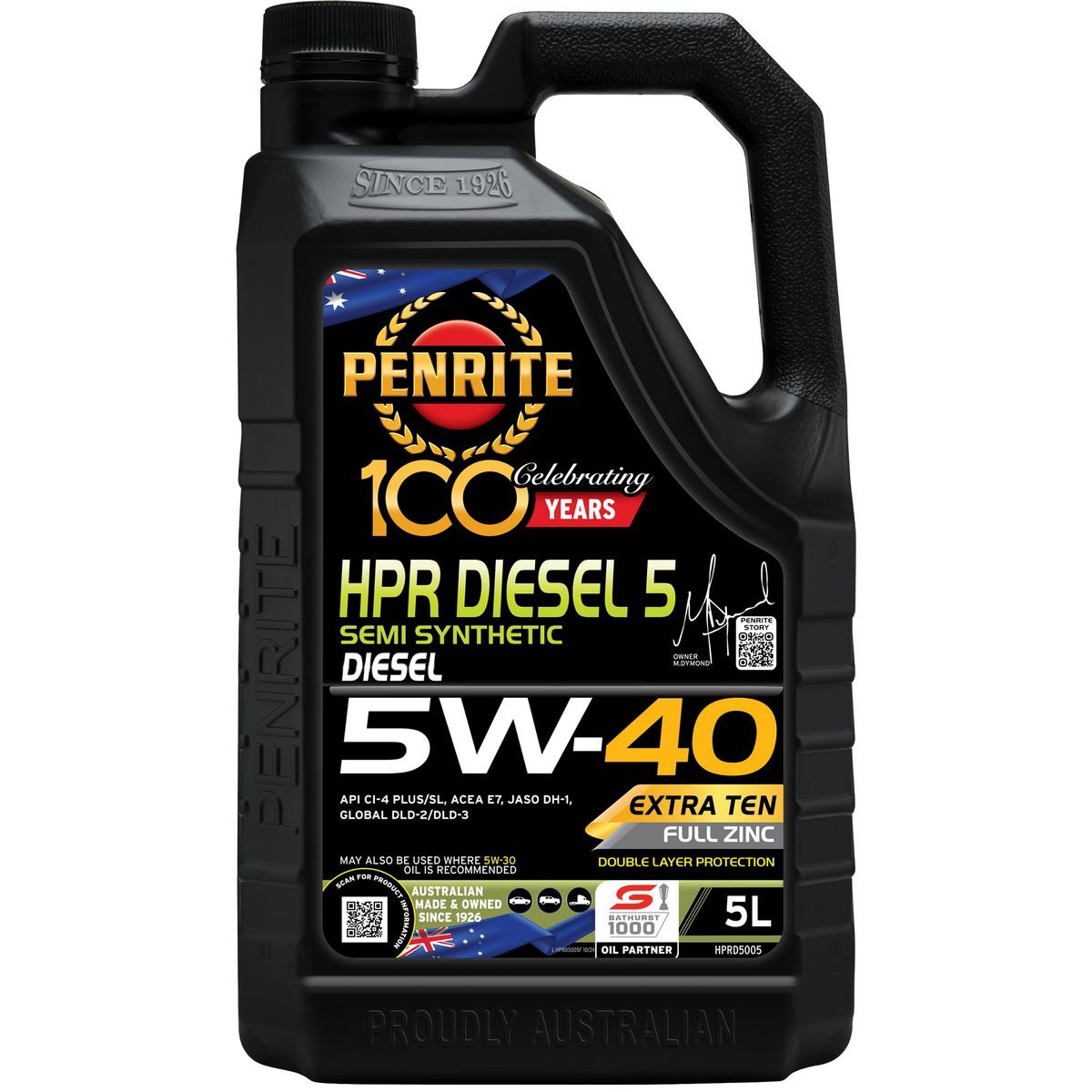 Penrite HPR Diesel 5 Semi Synthetic 5W-40 Engine Oil 5L - HPRD5005 Car Service