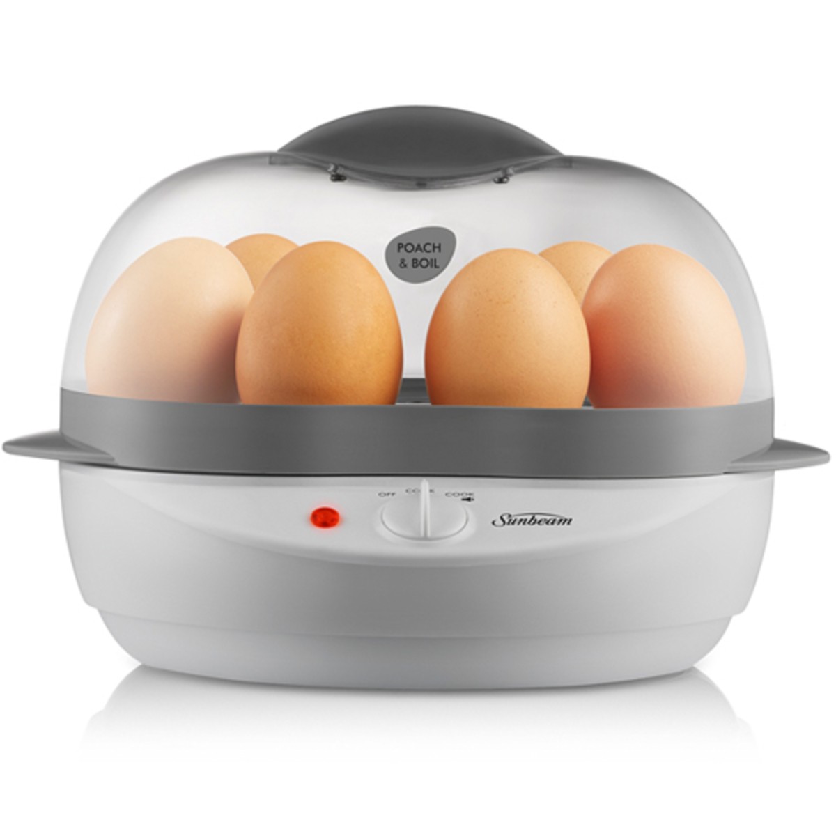 Sunbeam Poach & Boil Egg Cooker EC1300 Electric White Non-Stick 430 watts