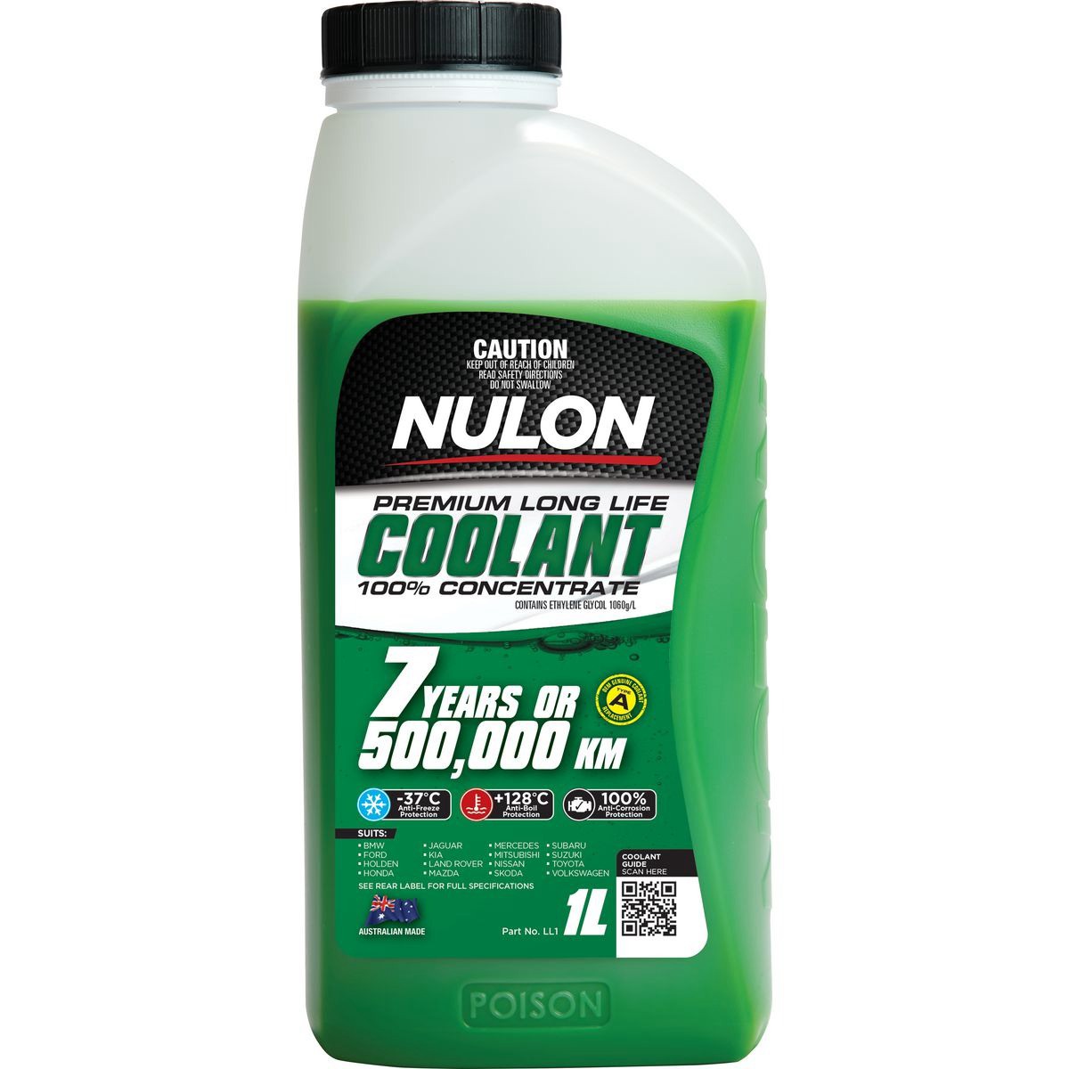 Nulon Long Life Green Coolant Concentrate 1L - LL1 Car Service Workshop Tool