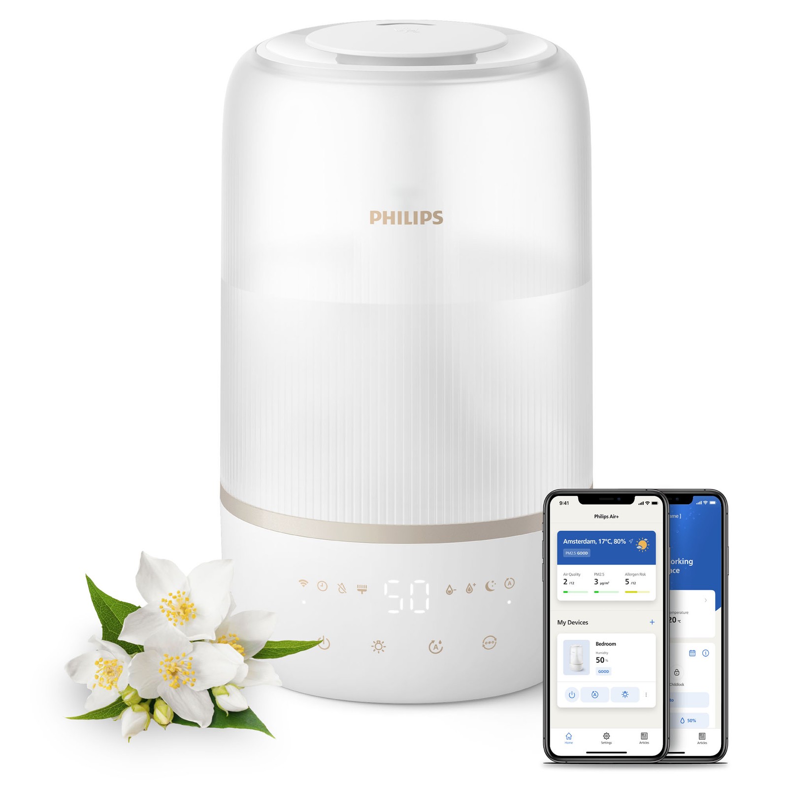 Philips Series 1000 Ultrasonic Humidifier HU1510/04 White 3L Aroma Pads