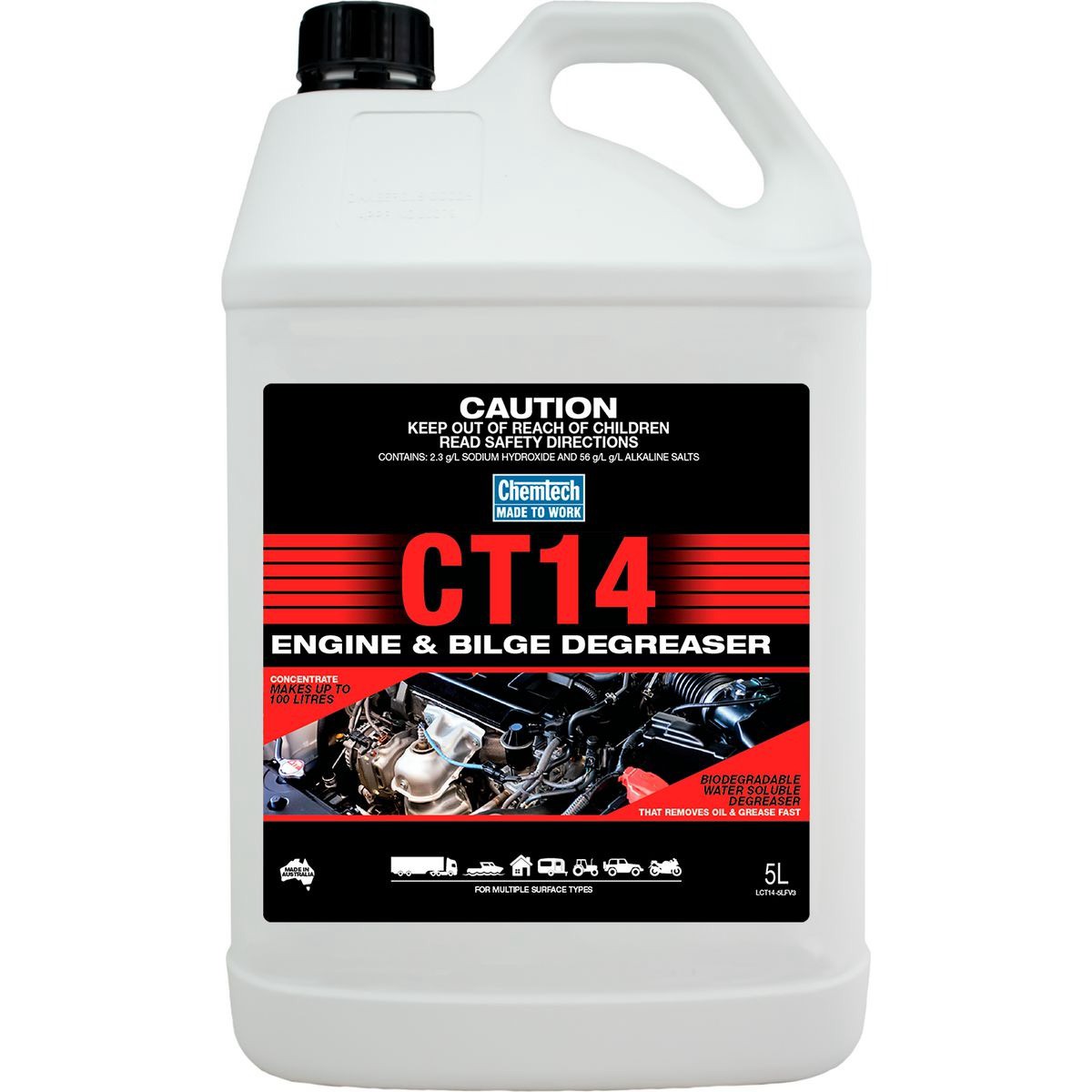Chemtech CT14 Engine and Bilge Degreaser 5L - CT14-5L Car Service Workshop Tool