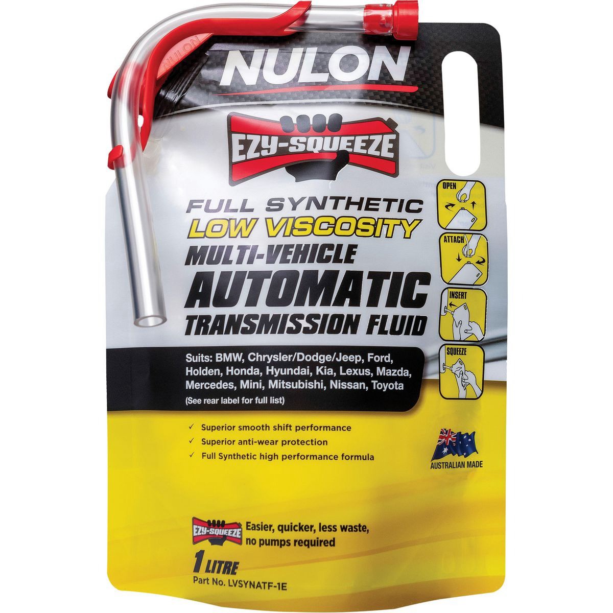 Nulon Low Viscocity Automatic Transmission Fluid 1L - LVSYNATF-1E Car Service