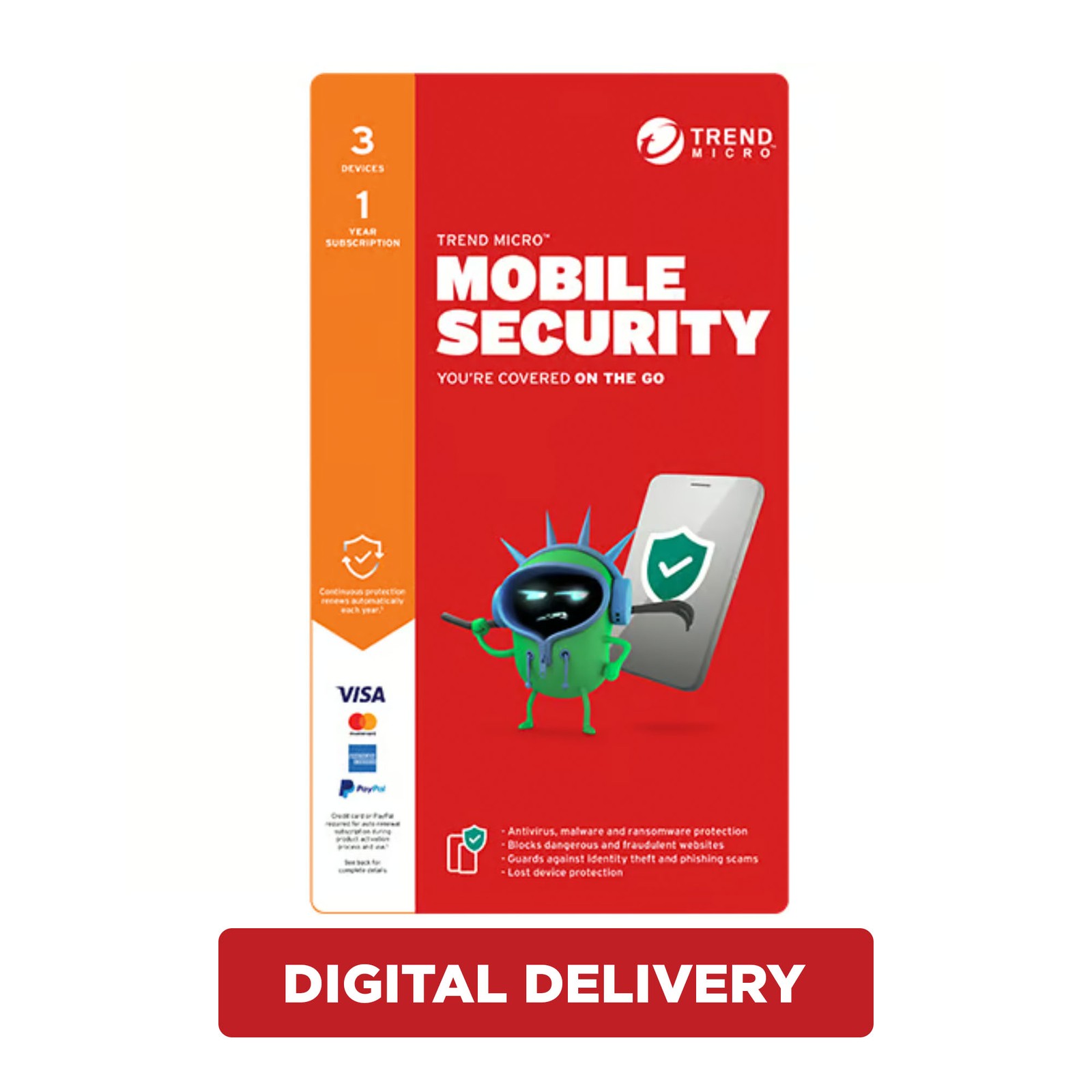 Trend Micro Mobile Security Antivirus & Internet Security 3 Device 1 Year