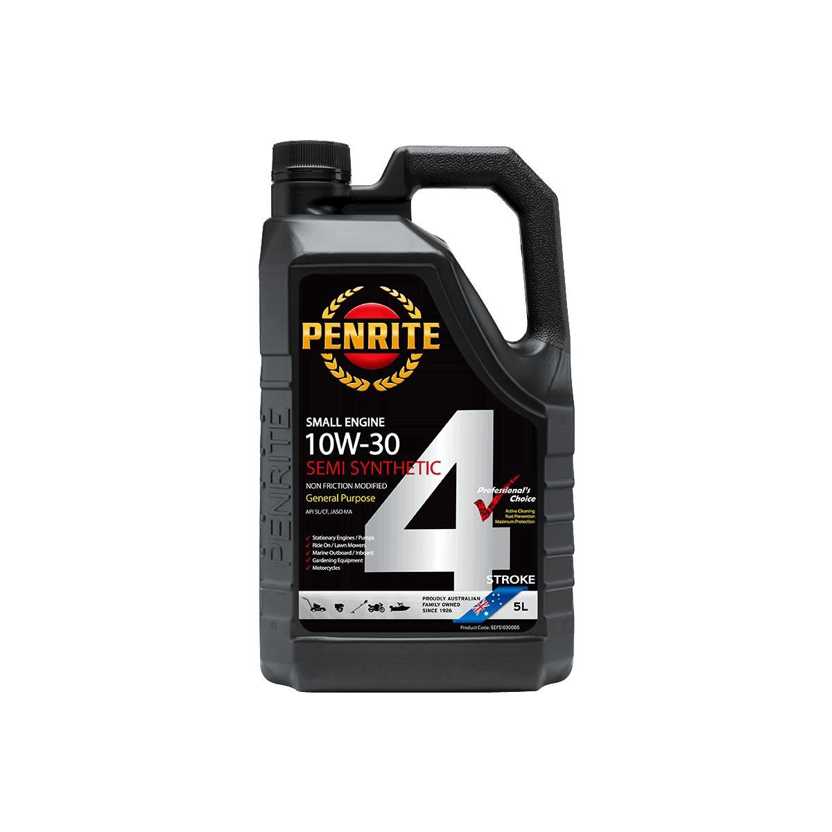 Penrite Small Engine 4-Stroke 10W-30 Engine Oil 5L - SEFS1030005 Car Service