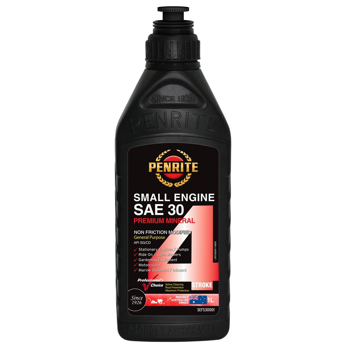 Penrite Small Engine 4-Stroke SAE 30 1L - SEFS30001 Car Service Workshop Tool