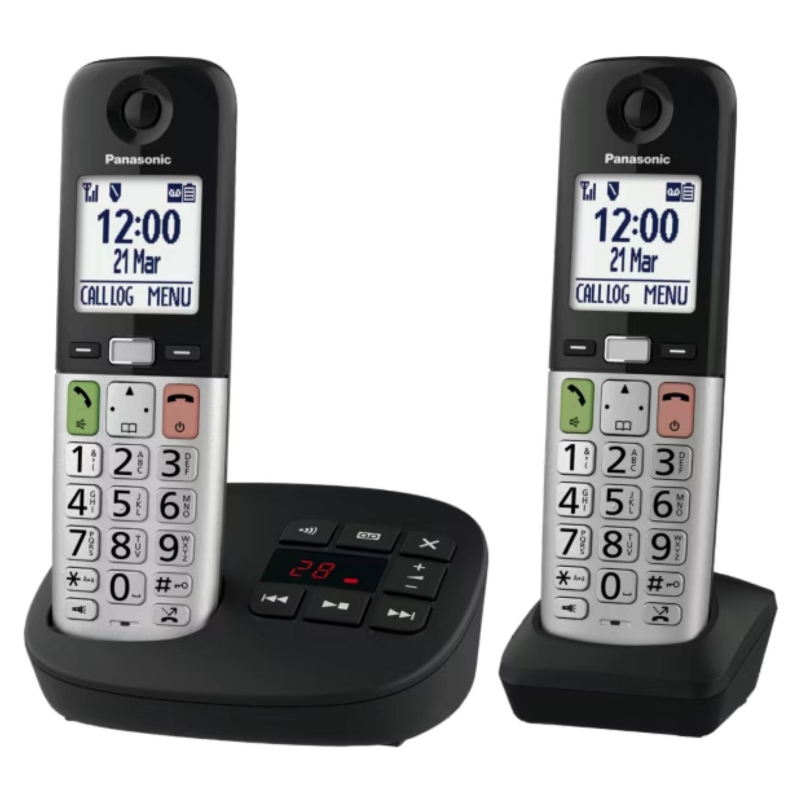 Panasonic Twin DECT Amplified Cordless Phone TAM KXTGU432AZ Blue 3 Way