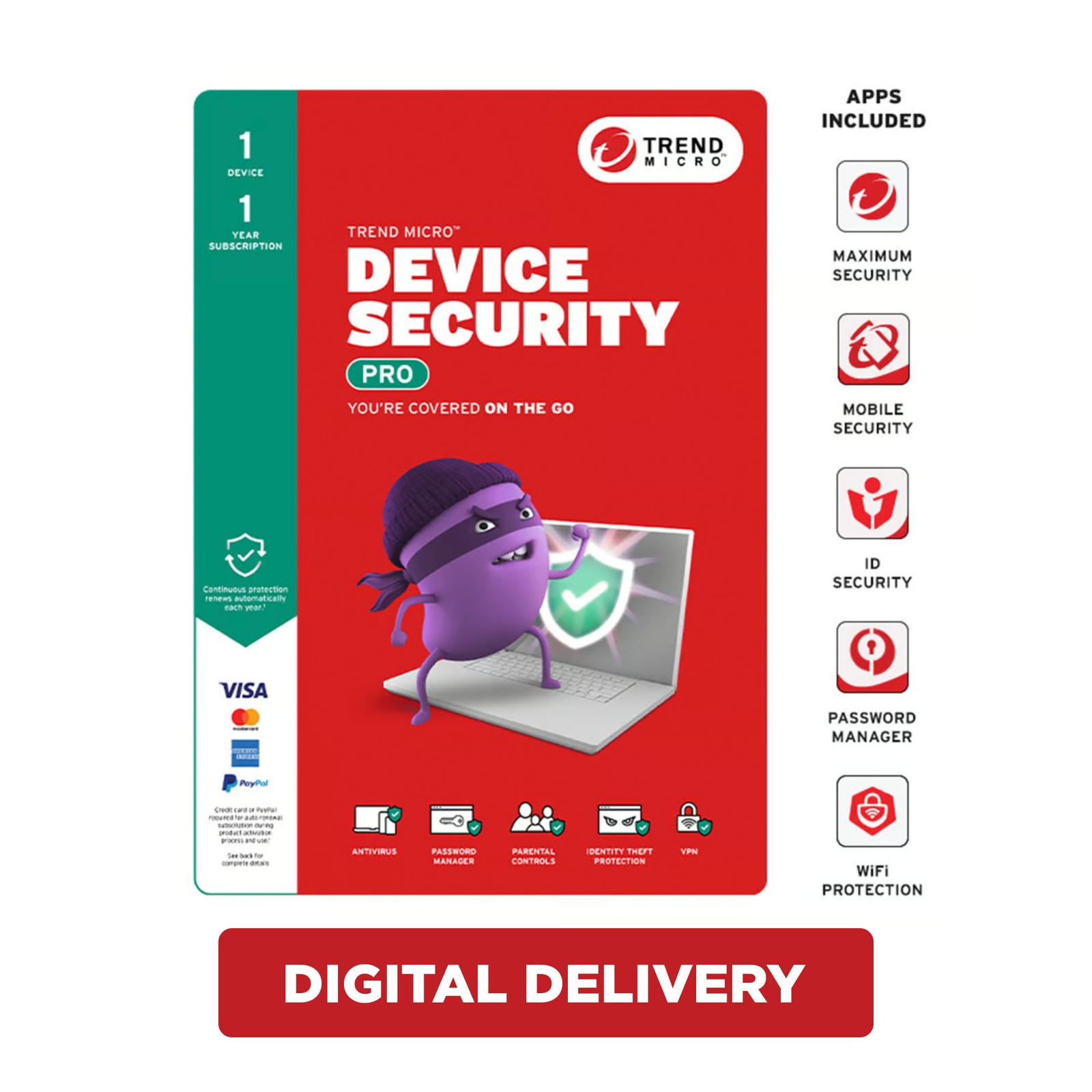 Trend Micro DEV SEC PRO Antivirus & Internet Security Software 1 Device 1 Year