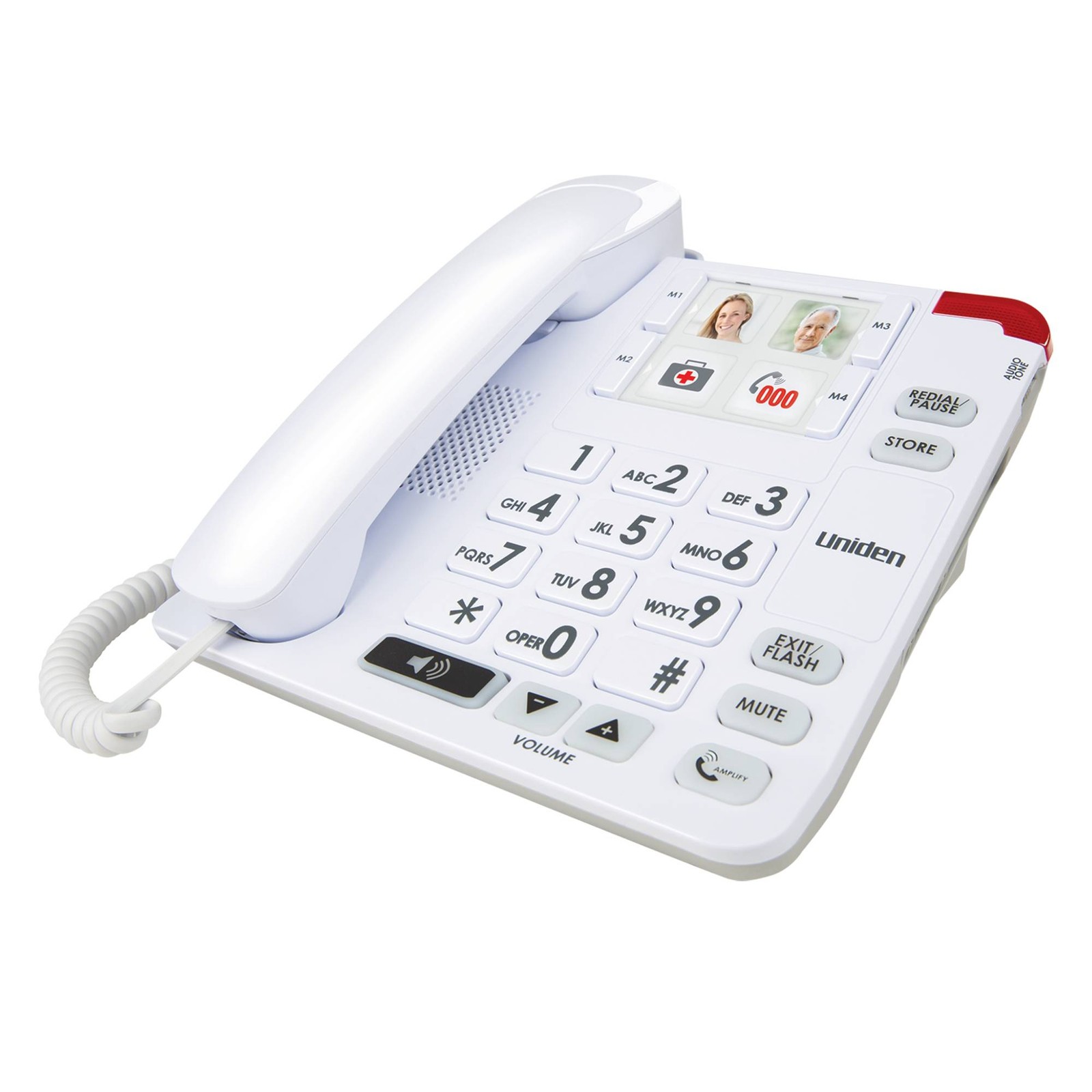 Uniden SSE34 Sight & Sound Enhanced White Corded Telephone System