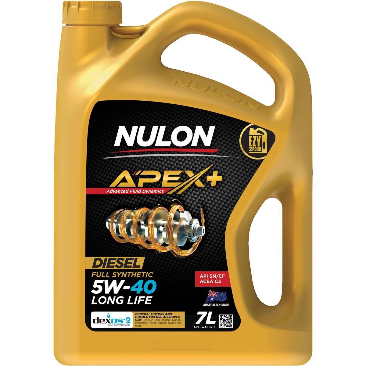 Nulon Apex+ Long Life Diesel 5W-40 Engine Oil 7L - APX5W40D2-7 Car Service