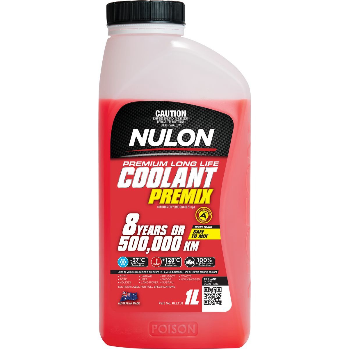 Nulon Long Life Red Coolant Premix 1L - RLLTU1 Car Service Workshop Tool