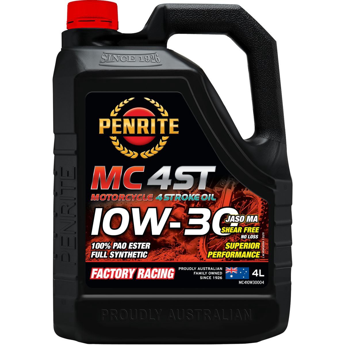 Penrite Motorcycle 4 Stroke PAO & Ester 10W-30 4L - MC410W30004 Car Service