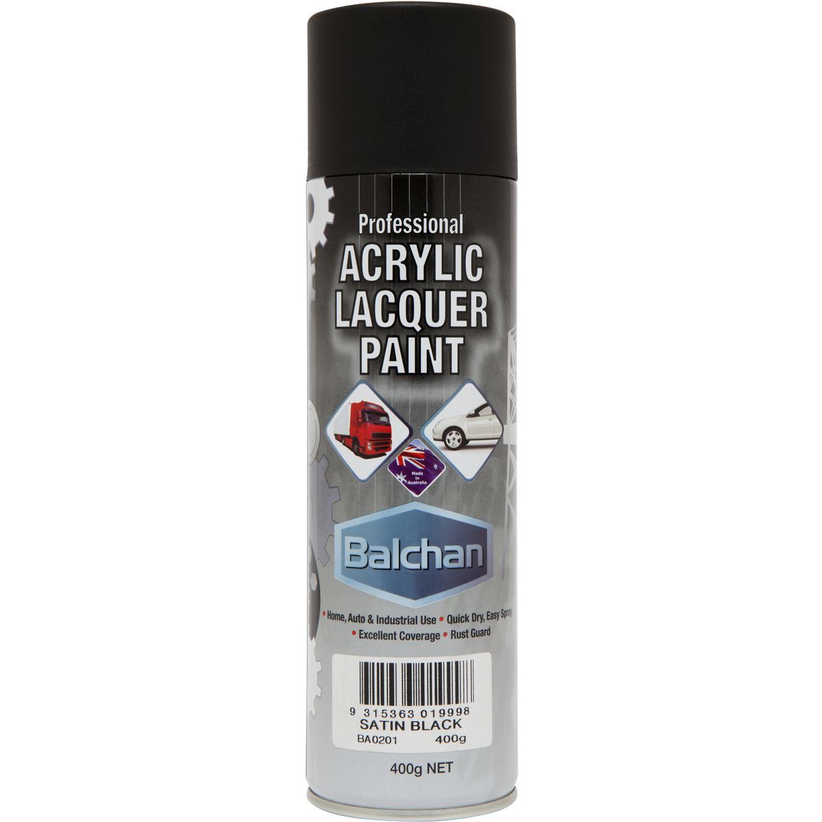 Balchan Acrylic Satin Black 400g - BACRYL201 Auto