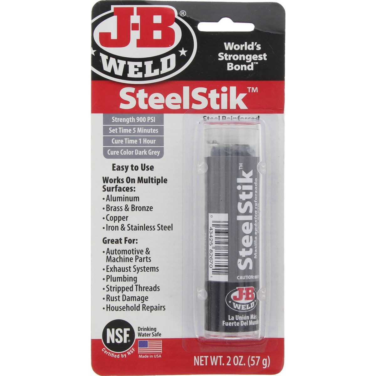 JB Weld SteelStik Epoxy Putty Stick 56.8g - 8267 Auto